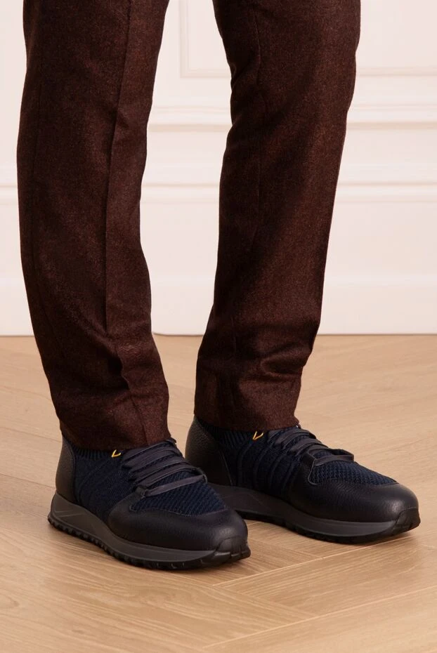 Doucal`s мужские кроссовки из хлопка и кожи синие мужские купить с ценами и фото 174397 - фото 2