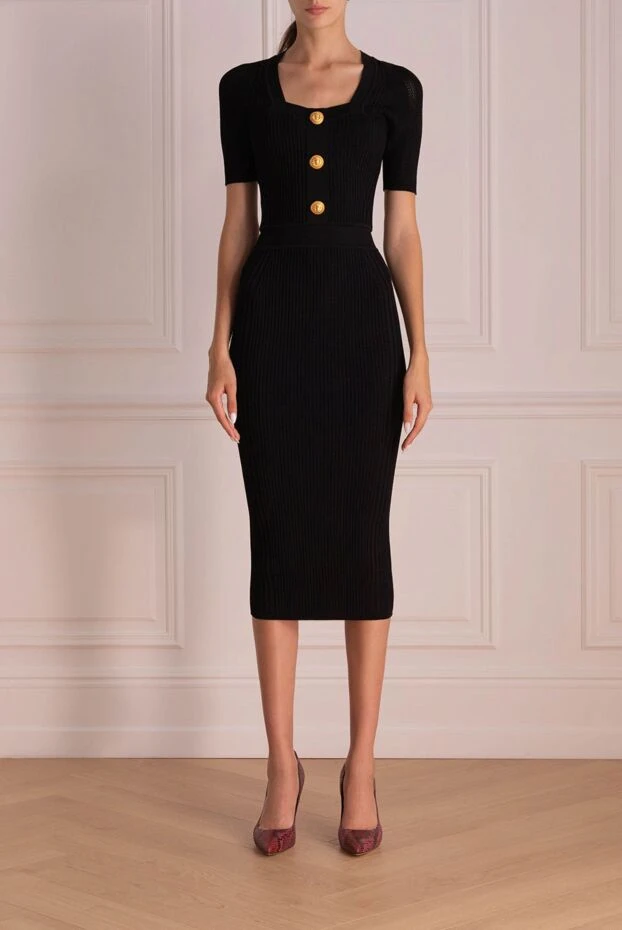 Balmain woman black viscose and polyester dress for women buy with prices and photos 174448 - photo 2