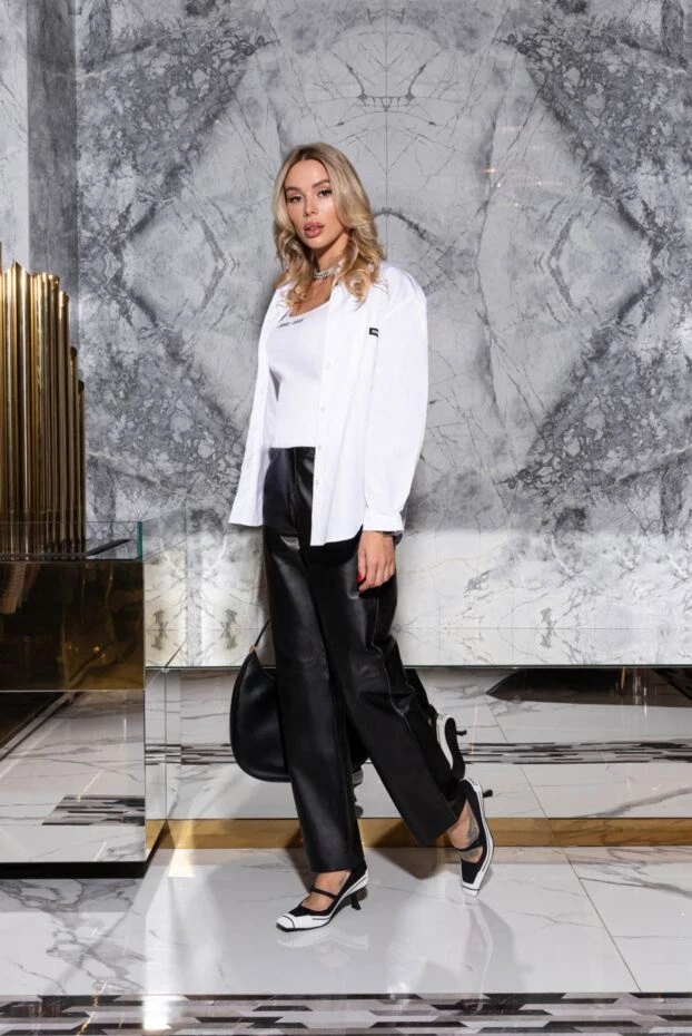 Fleur de Paris women's leather pants in black with a loose fit 174505 - photo 3