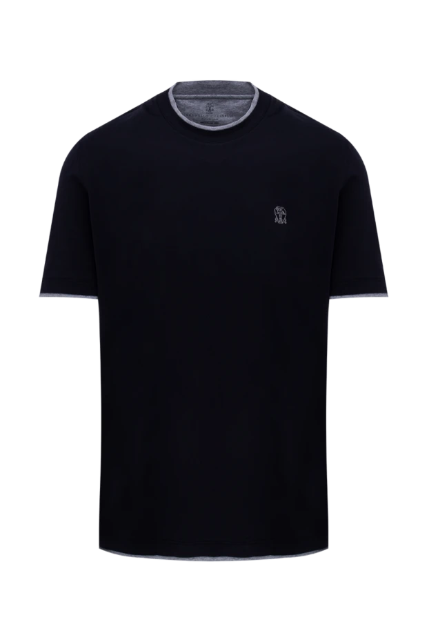 Blue cotton T-shirt for men - photo 1