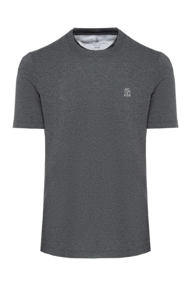 Brunello Cucinelli футболка из хлопка серая мужская 174539 - фото 1