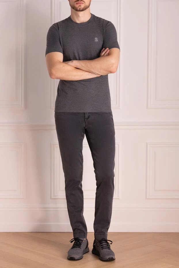Brunello Cucinelli футболка из хлопка серая мужская 174539 - фото 2