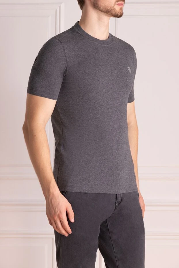 Brunello Cucinelli футболка из хлопка серая мужская 174539 - фото 3