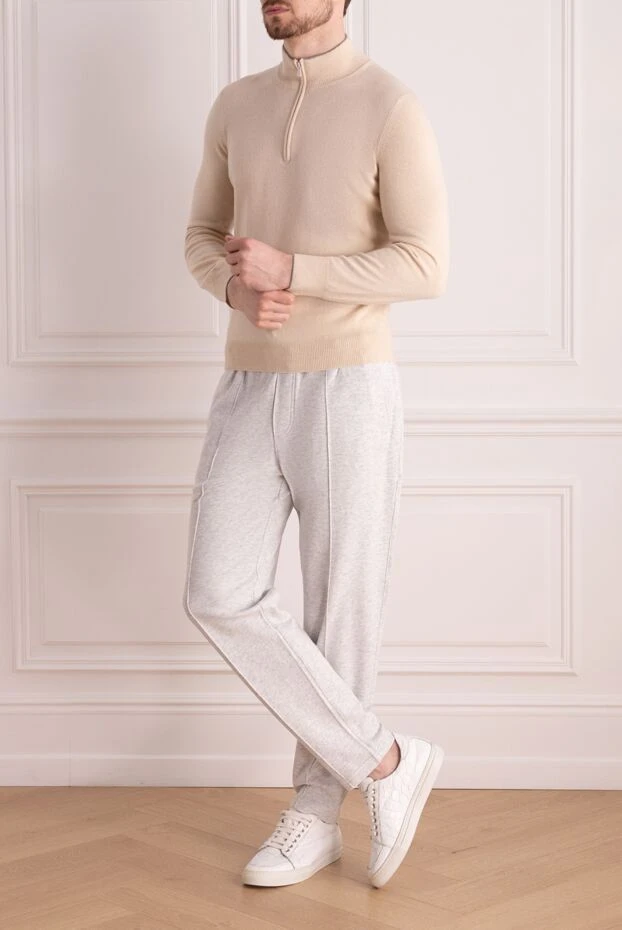 Brunello Cucinelli спортивные штаны мужские из хлопка и полиамида серые 174549 - фото 2