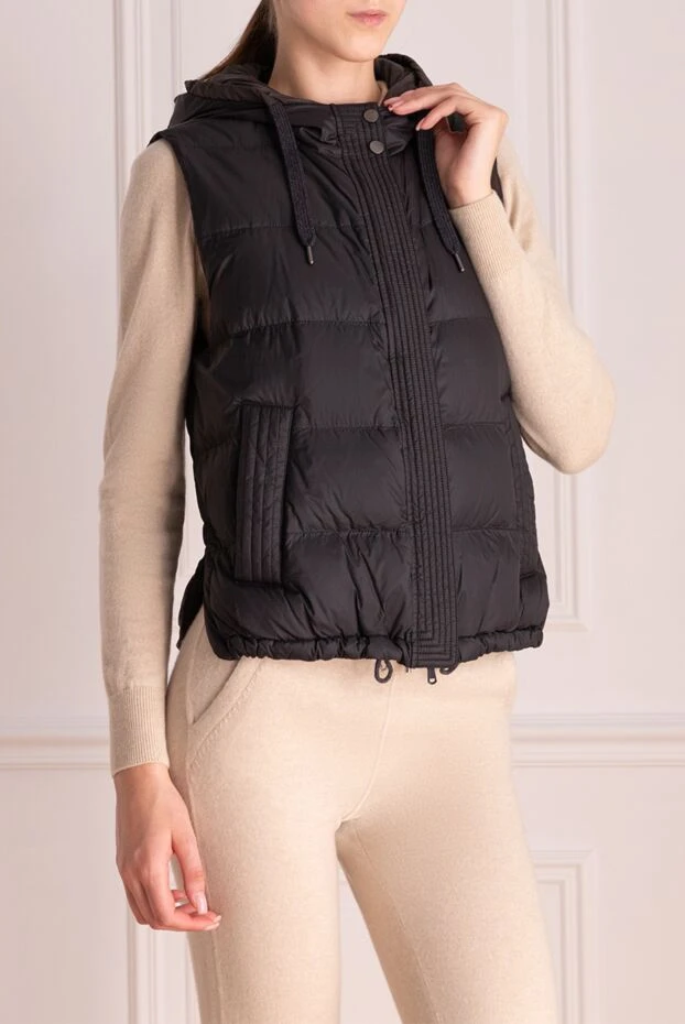 Brunello Cucinelli жилет из нейлона пуховый черный женский 174559 - фото 3