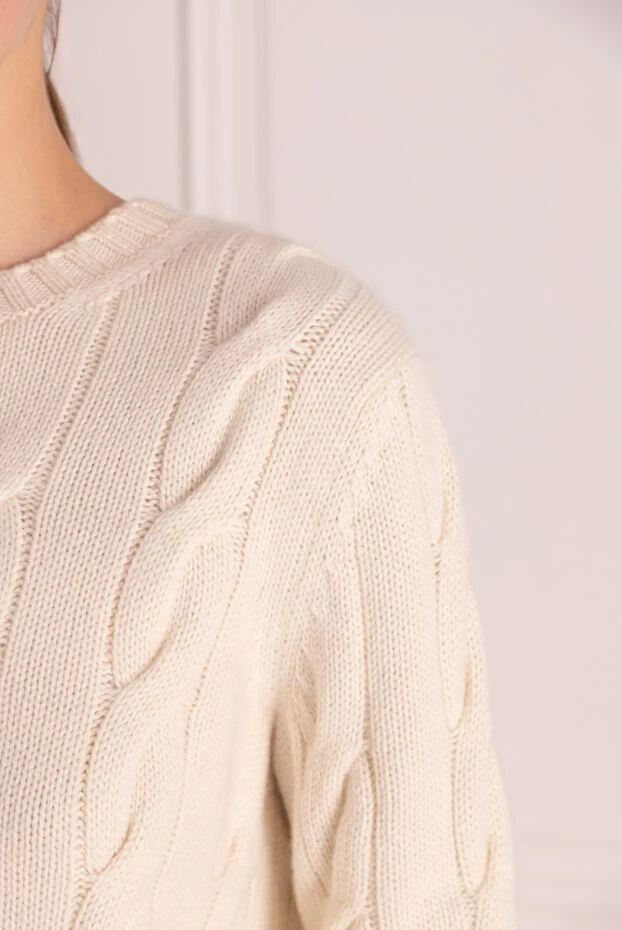 В'язаний джемпер Napier Crewneck із кашеміру білий жіночий - фото 2