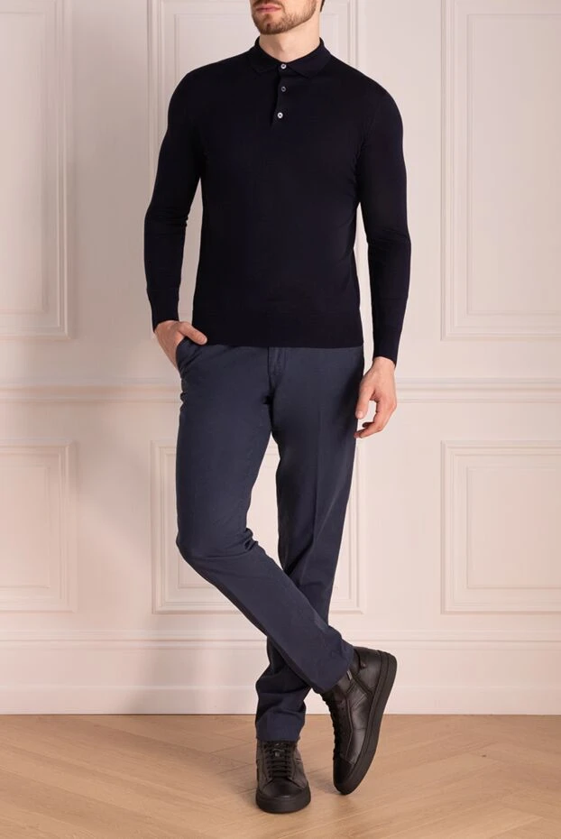 Loro Piana man men's blue cotton and elastane trousers buy with prices and photos 174620 - photo 2
