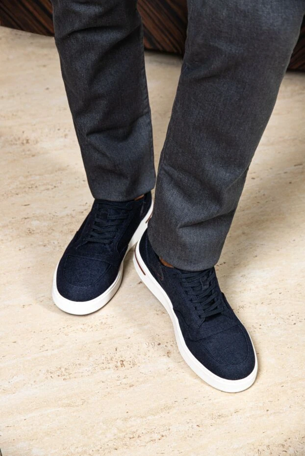 Loro Piana сникеры newport walk из лёгкой микрофибры синие мужские 174626 - фото 3