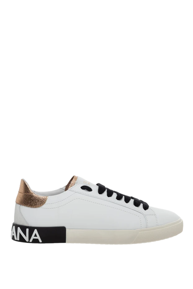 Dolce & Gabbana women's leather sneakers with black laces and logo in white 174638 - photo 1