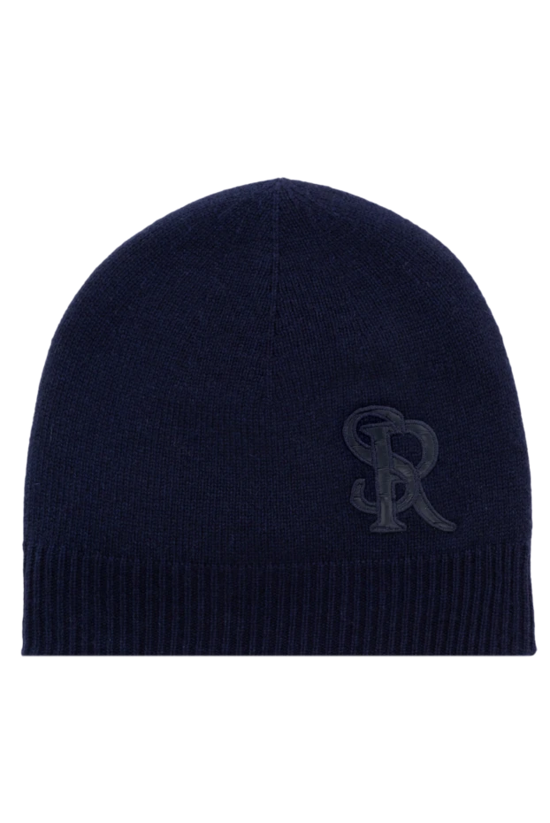 Шапка з кашеміру та шкіра крокодила синя чоловіча - фото 1