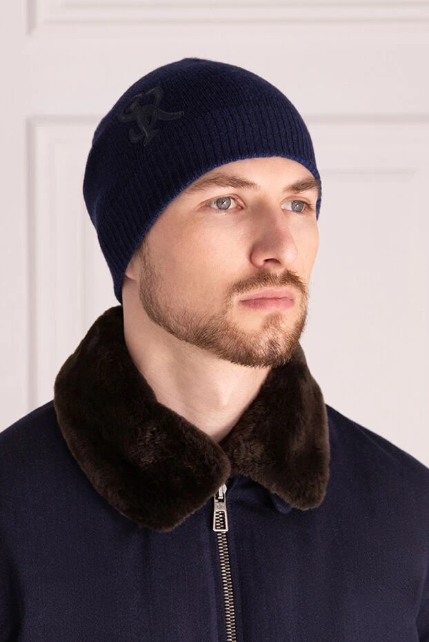 Stefano Ricci cashmere and crocodile leather hat blue for men 174646 - photo 2