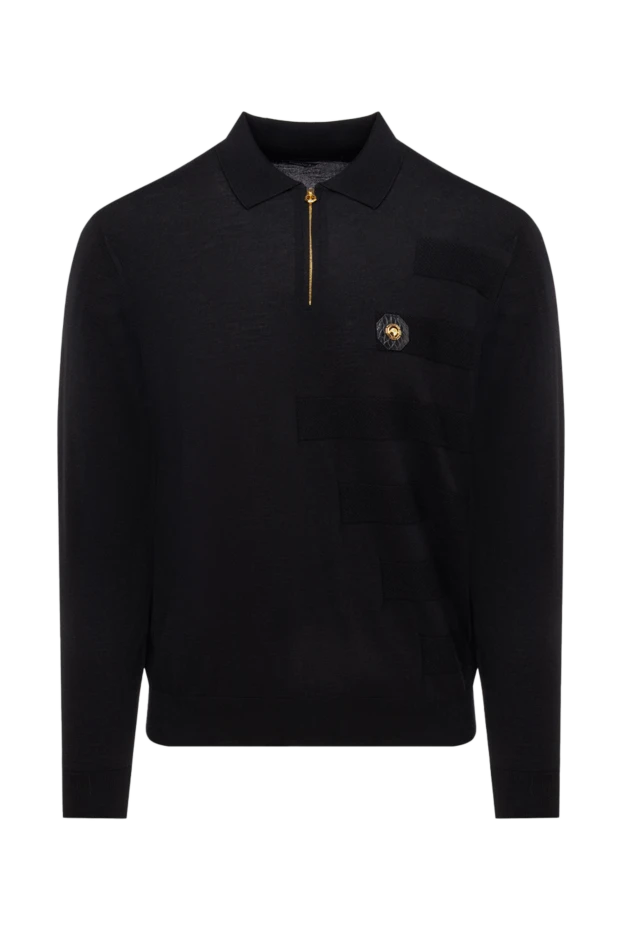 Поло з довгим рукавом із вовни чоловіче чорне - фото 1