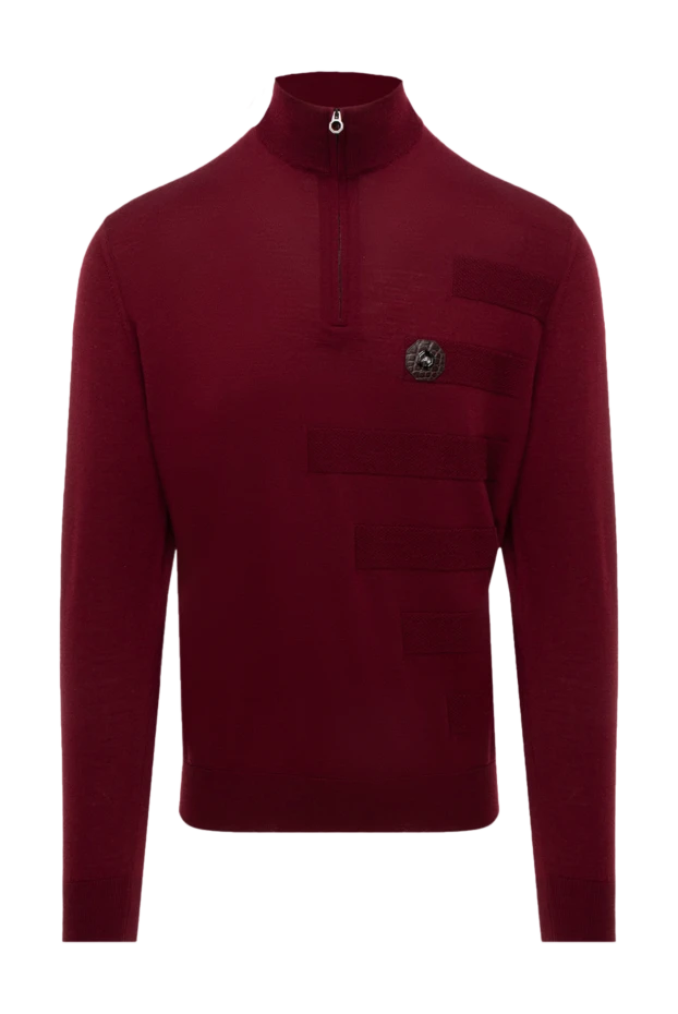 Stefano Ricci тройер из шерсти и кожи аллигатора бордовый мужской 174649 - фото 1