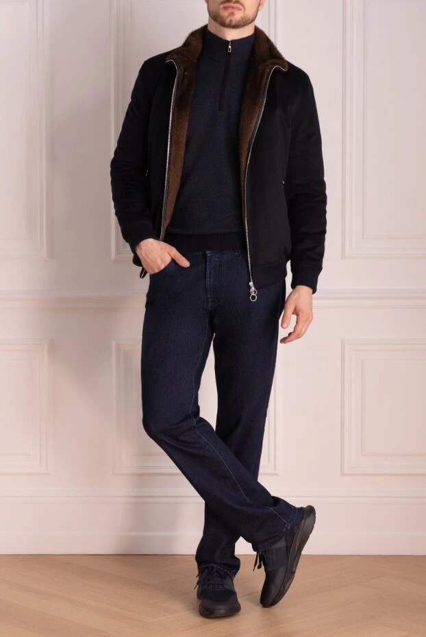 Seraphin man blue cashmere and fur jacket for men buy with prices and photos 174667 - photo 2