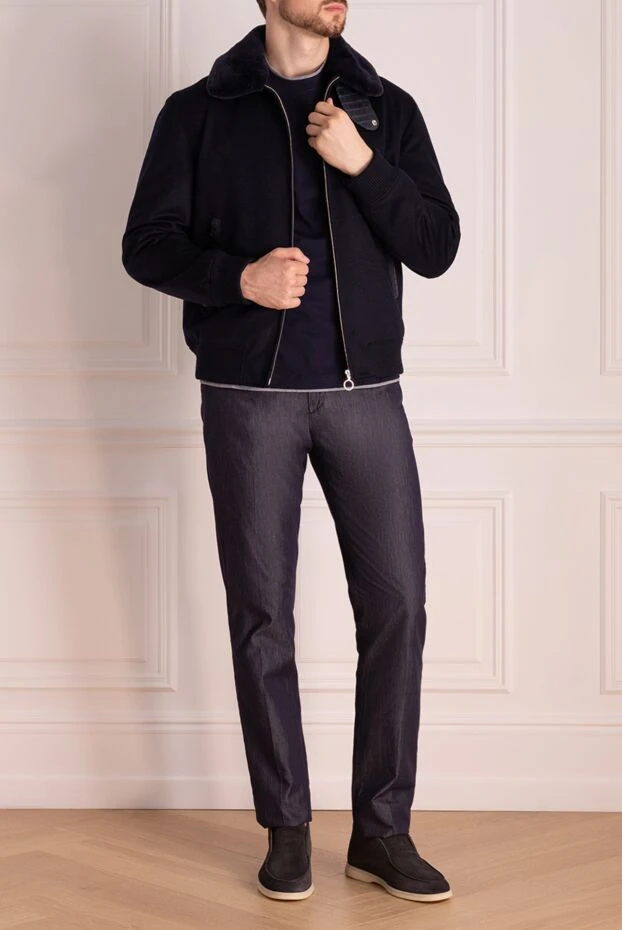 Seraphin man blue cashmere and fur jacket for men buy with prices and photos 174677 - photo 2