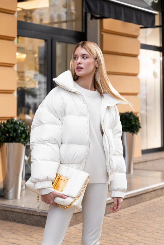 Giuseppe Di Morabito winter women's down jacket in white with floral applique 174719 - photo 2