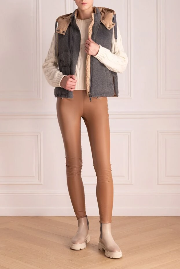 Жилет из кашемира и полиэстера серый женский - фото 2