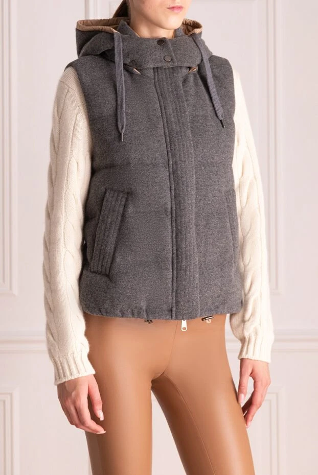 Brunello Cucinelli жилет із кашеміру та поліестеру сірий жіночий 174756 - фото 3