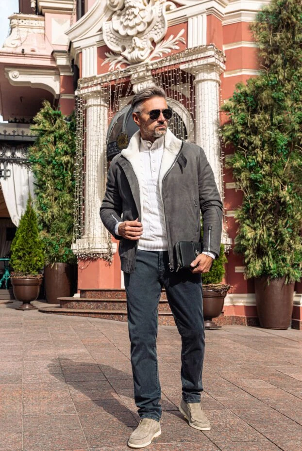 Scissor Scriptor джинси чоловічі сірі з бавовни з фірмовою вишивкою збоку 174768 - фото 2