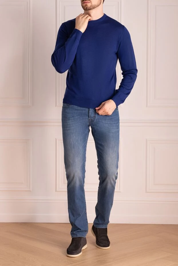 Cesare di Napoli man men's blue long sleeve wool jumper buy with prices and photos 174803 - photo 2