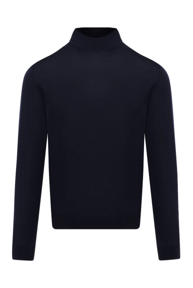 Cesare di Napoli man men's jumper with a high stand-up collar made of wool, blue 174807 - photo 1