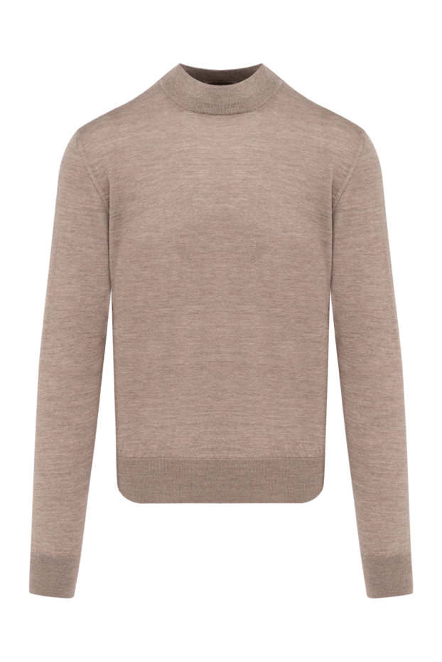 Men's high-collared stand-up woolen sweater beige