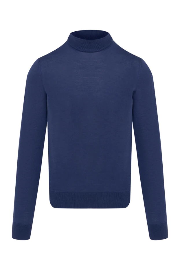 Cesare di Napoli man men's jumper with a high stand-up collar made of wool, blue 174810 - photo 1