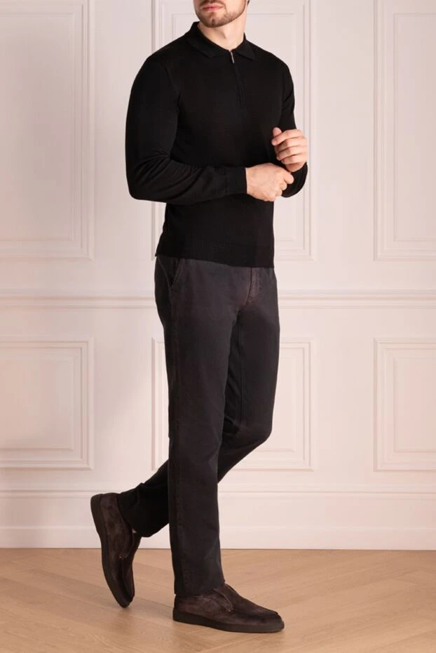 Cesare di Napoli man men's black long sleeve wool polo buy with prices and photos 174811 - photo 1