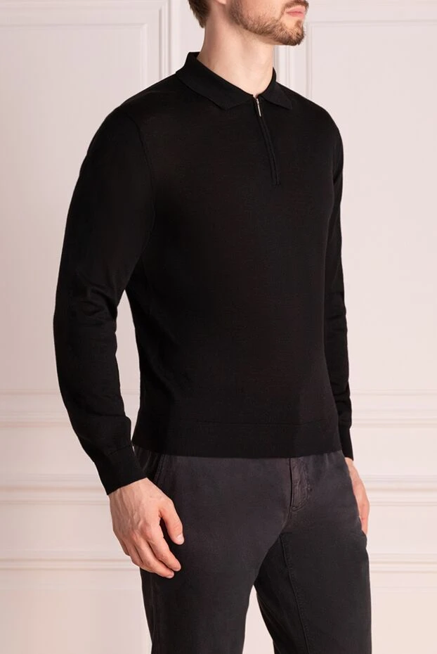 Cesare di Napoli man men's black long sleeve wool polo buy with prices and photos 174811 - photo 2