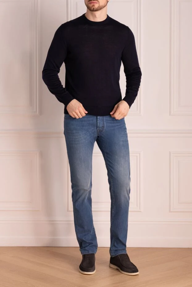 Cesare di Napoli man men's blue long sleeve wool jumper buy with prices and photos 174819 - photo 2