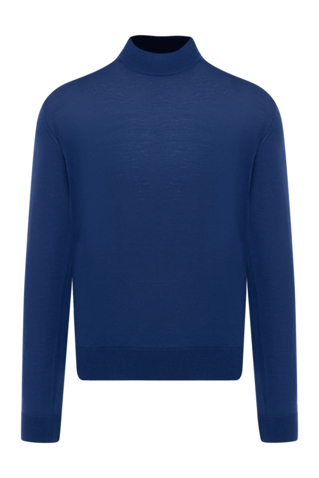 Cesare di Napoli man men's jumper with a high stand-up collar made of wool, blue 174824 - photo 1