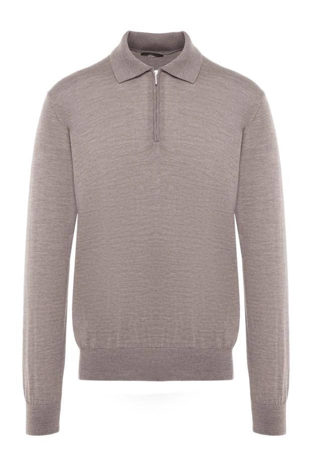 Cesare di Napoli long sleeve woolen polo for men beige 174825 - photo 1