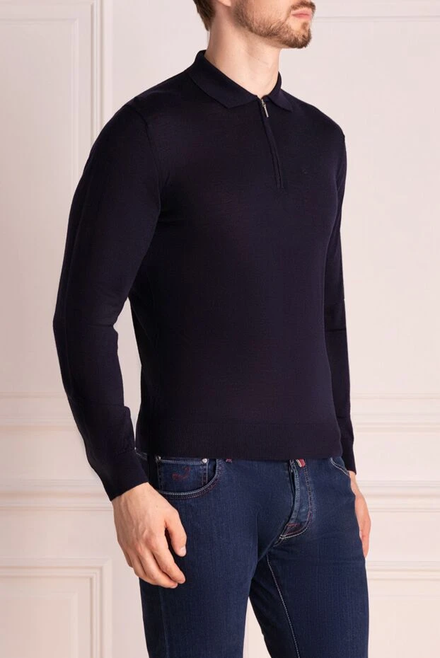 Cesare di Napoli man men's blue long sleeve wool polo buy with prices and photos 174826 - photo 2