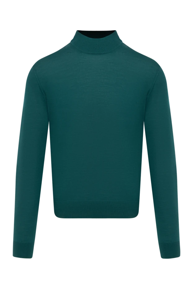 Men's high-collar stand-up jumper made of wool green