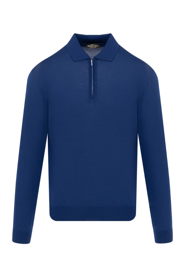 Cesare di Napoli polo with long sleeves made of wool for men blue 174828 - photo 1