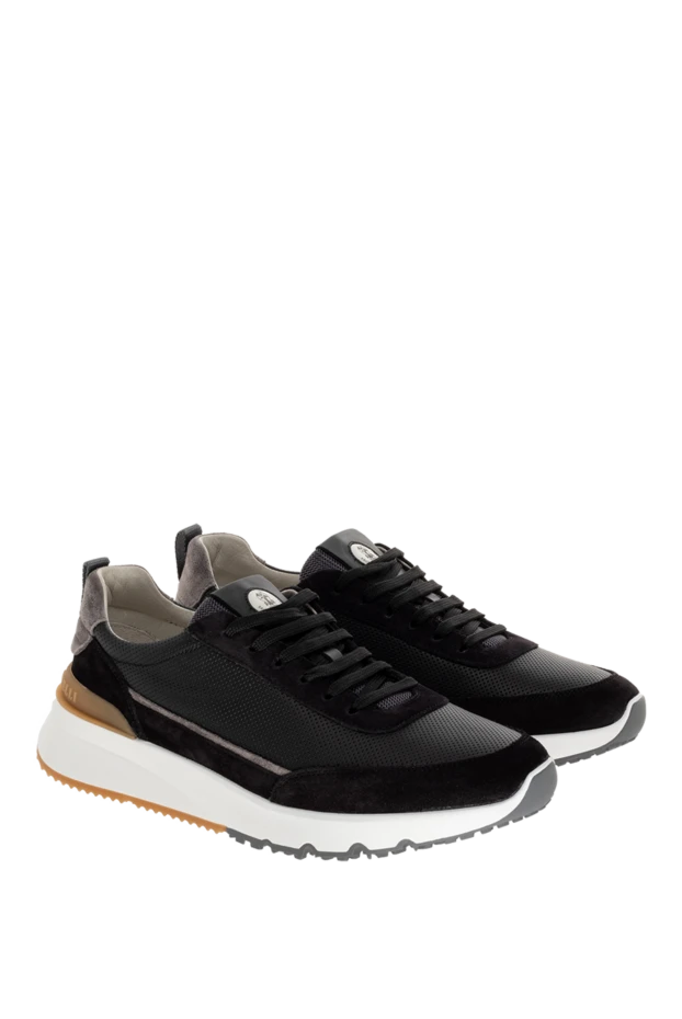 Brunello Cucinelli black leather and suede sneakers for men 174839 - photo 3