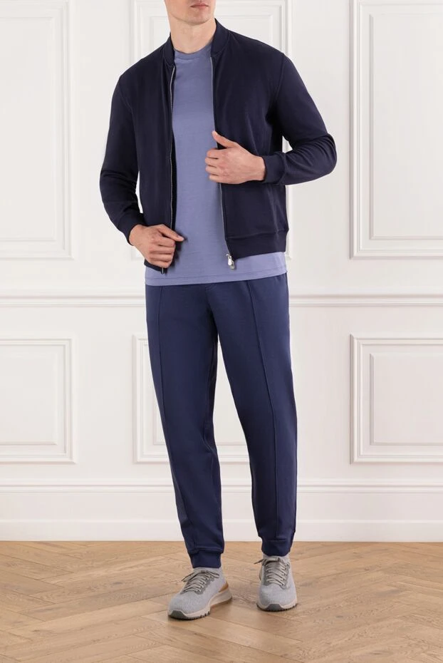 Brunello Cucinelli men's sweatshirt made of cotton and polyamide blue 174844 - photo 2