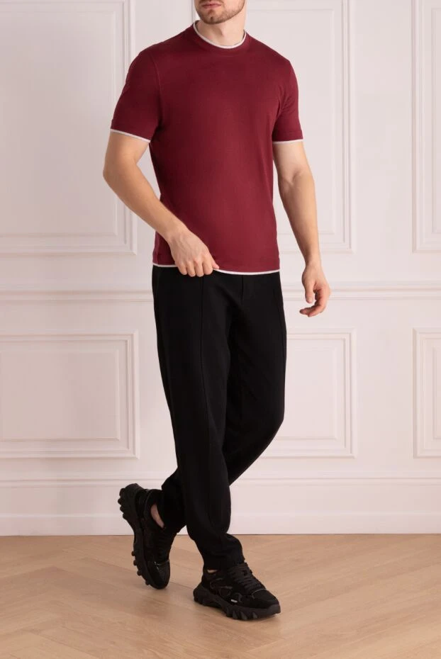 Brunello Cucinelli футболка з бавовни чоловіча бордова 174853 - фото 2