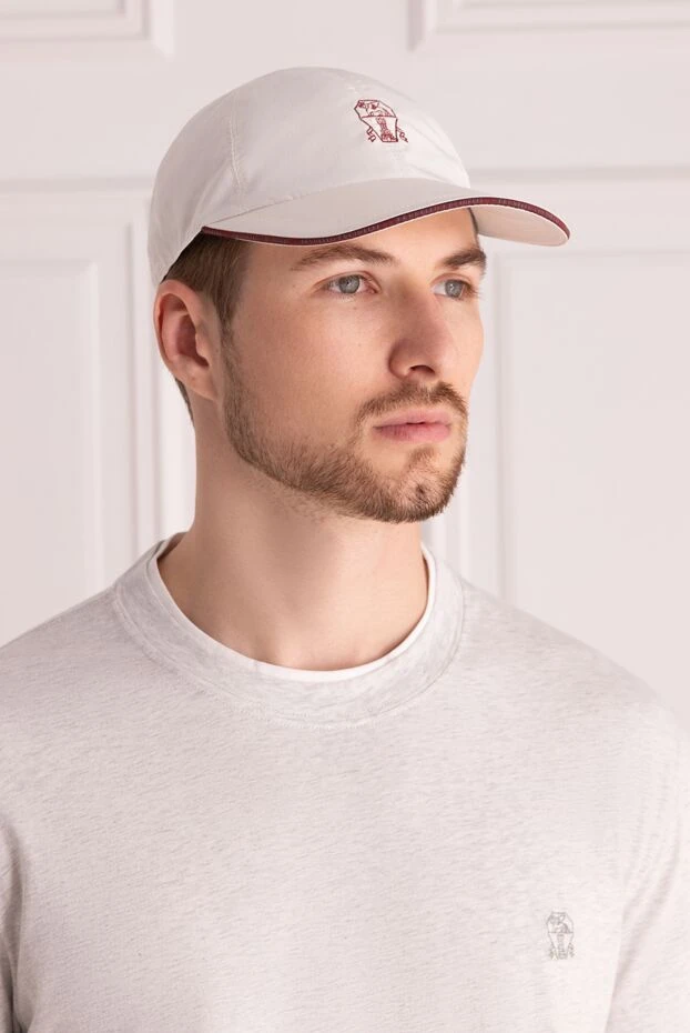 Brunello Cucinelli кепка з поліестеру та поліаміду біла чоловіча 174859 - фото 2