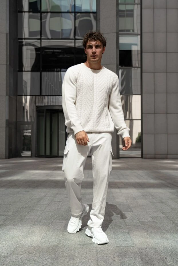 Balmain white suede and polyester sneakers for men 174885 - photo 2