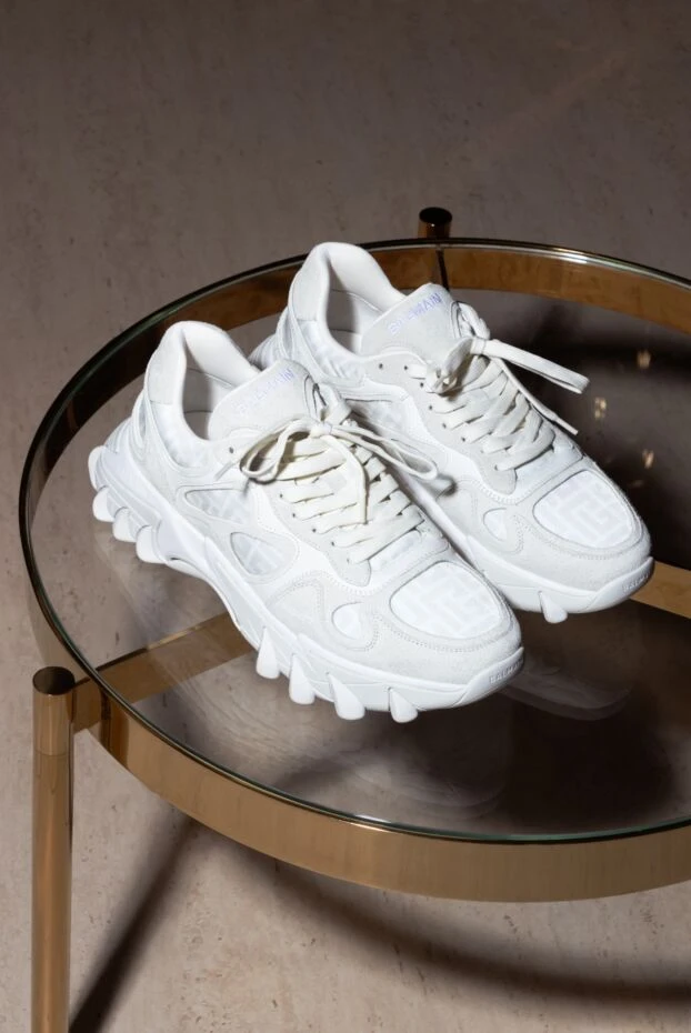 Balmain white suede and polyester sneakers for men 174885 - photo 3