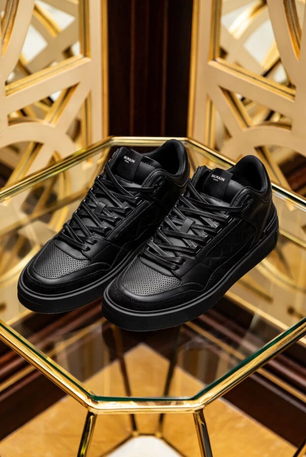 Balmain black sneakers with suede and logo on the tongue 174887 - photo 2