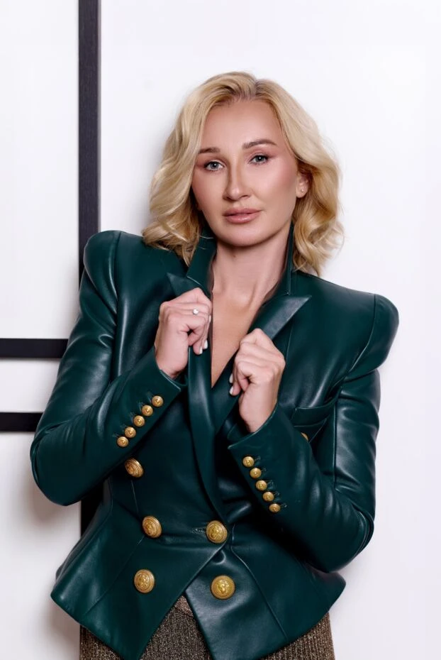 Balmain green leather jacket for women 174934 - photo 2