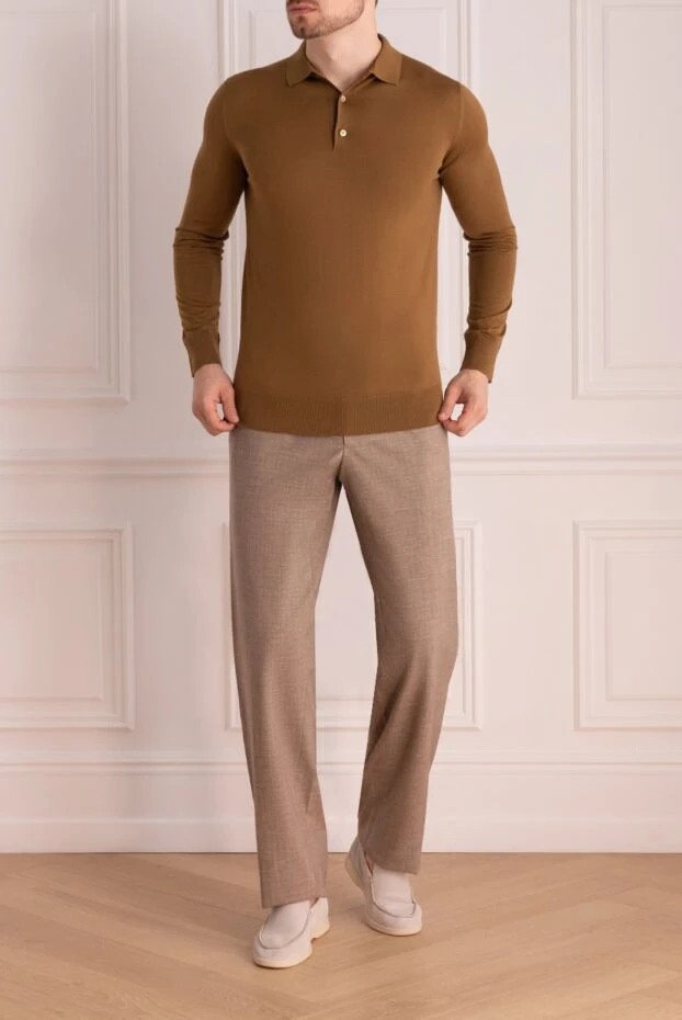 Loro Piana man men's long sleeve wool polo, brown buy with prices and photos 174967 - photo 2