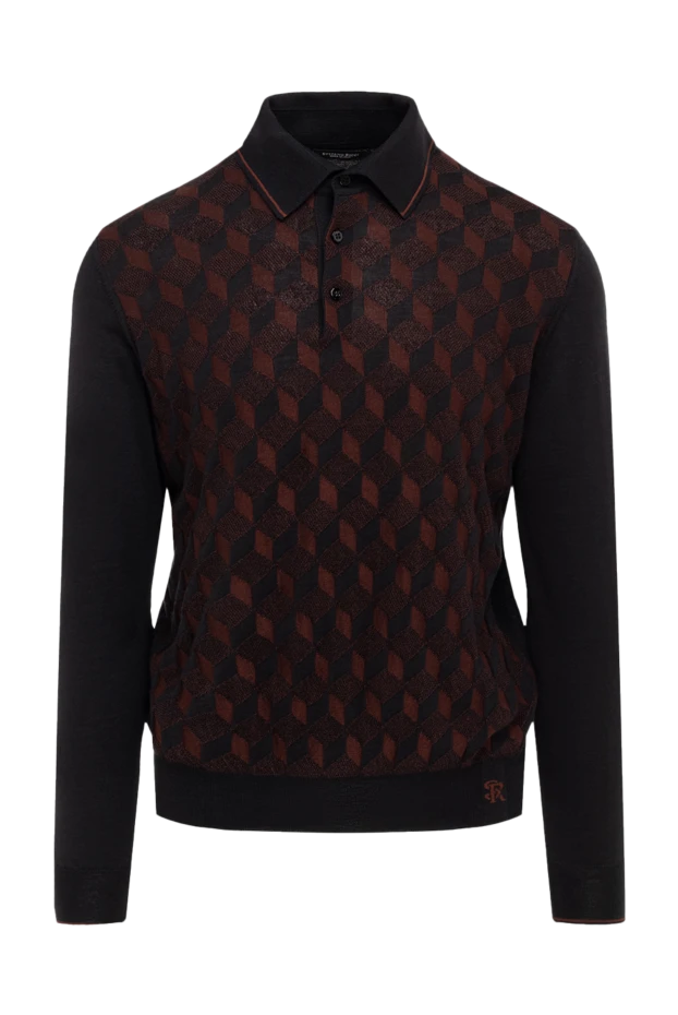 Поло з довгим рукавом чоловіче коричневе на удзиках - фото 1