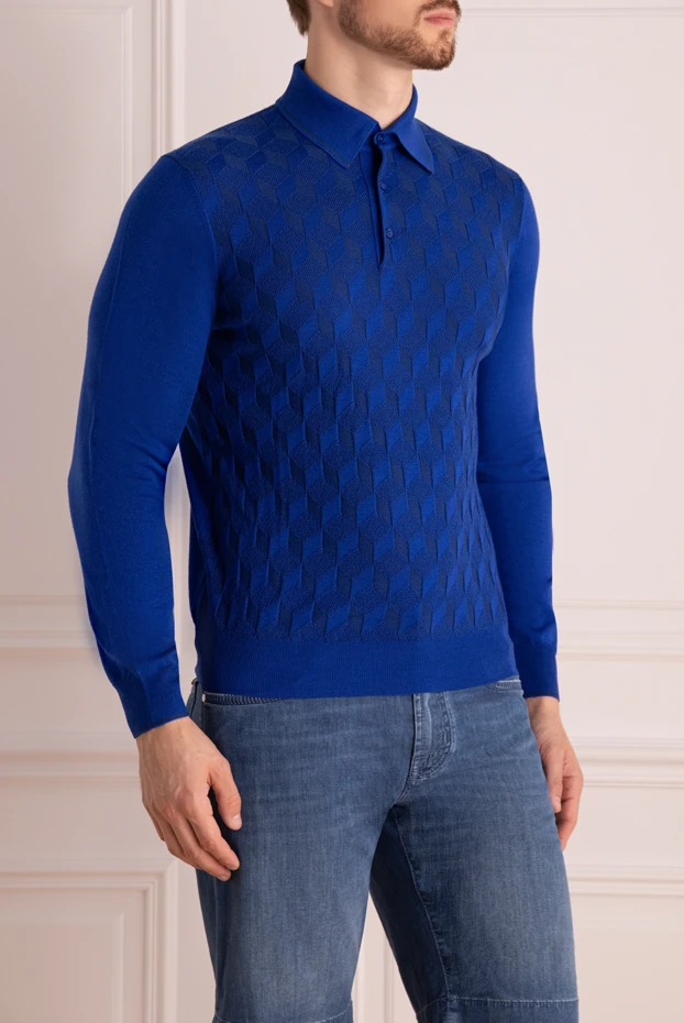 Stefano Ricci men's bright blue long sleeve polo shirt with buttons 175044 - photo 3