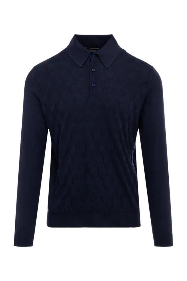 Stefano Ricci поло с длинным рукавом мужское темно-синее на пуговицах 175048 - фото 1