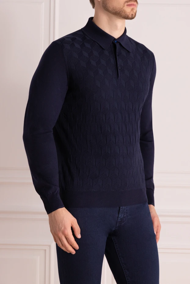 Stefano Ricci men's dark blue long sleeve polo shirt with buttons 175048 - photo 3