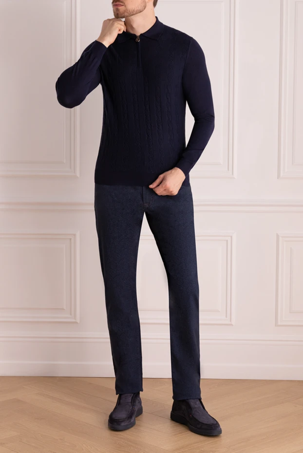 Stefano Ricci men's blue long-sleeve polo shirt with a zipper 175049 - photo 2