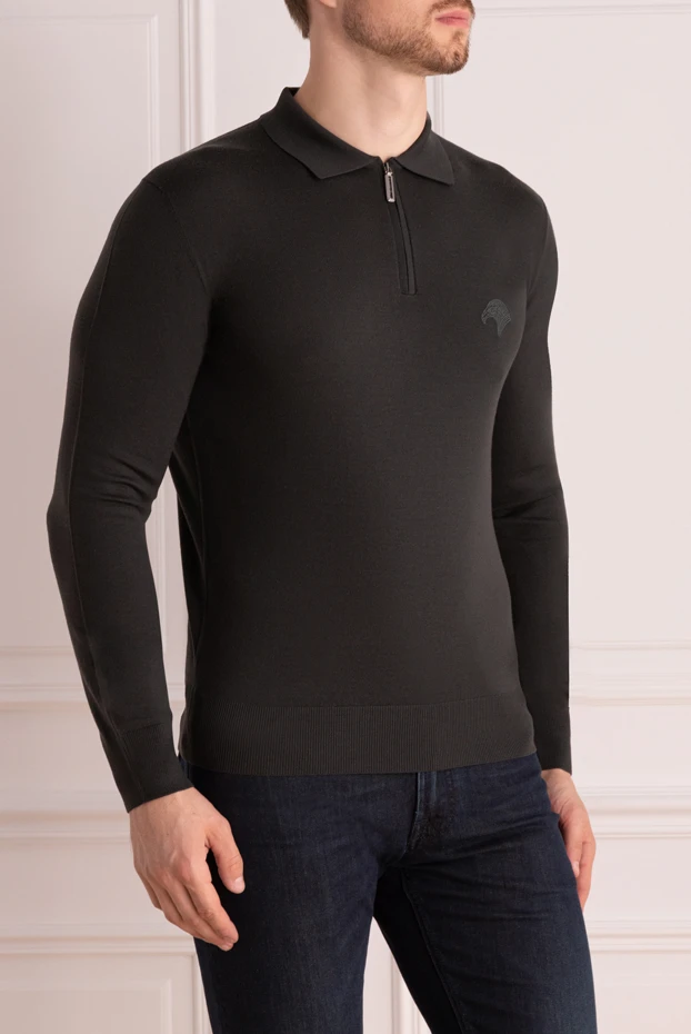 Stefano Ricci long-sleeved woolen polo for men green 175050 - photo 3